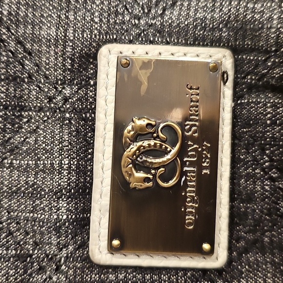 Sharif Quilted Black Denim Fabric & Braided Leather Straps Shoulder Bag NWOT - Picture 14 of 15